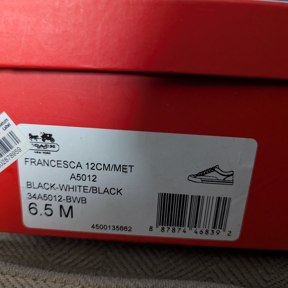 Coach 6.5 Monogram Black and White Sneakers - Picture 2 of 8